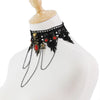 Image of Lace Necklace With Black Skull Shopping