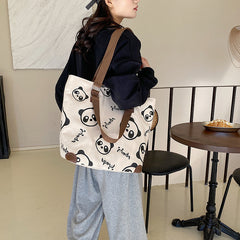 Cute Panda Canvas Bag Female Cartoon Casual Shoulder Shopping