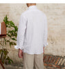 Image of Fashion Pure Linen Breathable Retro Long Sleeve Shirt Men Shopping