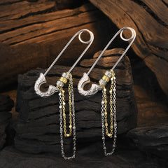 S925 Sterling Silver Tang Grass Pattern Pin Earrings Shopping