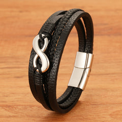 Digital 8 Multi-layer Leather Bracelet Men's Bracelet Leather Rope