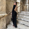 Image of Women's Fashion One-shoulder Sleeve Low Cut Evening Dress Shopping