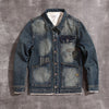 Image of American Retro Embroidered Denim Coat Men's Jacket Shopping