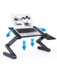 Adjustable Laptop Stand, RAINBEAN Laptop Desk with 2 CPU Cooling USB Fans for Bed Aluminum Lap Workstation Desk with Mouse Pad, Foldable Cook Book Stand Notebook Holder Sofa,Amazon Banned Shopping111