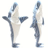 Image of Shark Onesie Blanket For Adults, Shark Blanket Hoodie, Shark Blanket Super Soft Cozy Flannel, Boys Girls Cosplay Costume Sleeping Bag For Night Shopping