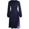 Image of Women's Fashionable Dark Blue Satin Dress Shopping