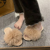 Image of Fairy Style Fluffy Slippers Women's Outer Wear Shopping