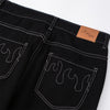 Image of Flame Embroidery Casual Jeans Men Shopping