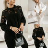 Image of Autumn And Winter New Women's Solid Color Lace Stitching Shirt Shopping