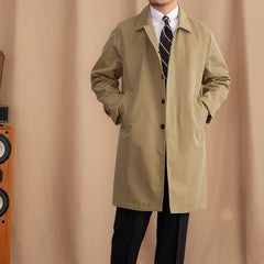 Lapel Single Breasted Business Casual Mid-length Trench Coat