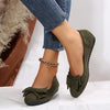 Image of Plus Size Flat Casual Shoes Women's Suede Bow Round Head Gommino Shopping