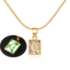 Image of 26 Letter Square Necklace Colorful Shell Luminous Pendant Chain Necklace For Women Temperament Ladies Jewelry Shopping