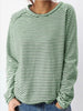 Image of Loose Round Neck Raglan Long Sleeve Striped Printed Sweater Shopping