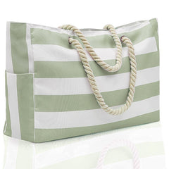 Striped Beach Large Storage Canvas Traveling Bag Shopping