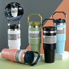 Image of Portable Car Cup Stainless Steel Cup Travel Sports Water Bottle With Handle Cover Coffee Tumbler Cup Shopping