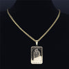 Image of Retro Square Stainless Steel Gold Medal Necklace Shopping