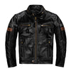 Image of First Layer Cowhide Leather Coat Men's Stand Collar Motorcycle Cycling Clothing Shopping