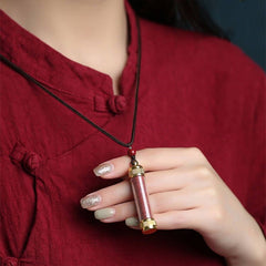 Cinnabar Pendant Women's Natural Cinnabar Stone Powder Necklace Shopping