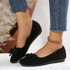 Image of Plus Size Flat Casual Shoes Women's Suede Bow Round Head Gommino Shopping