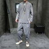 Image of Linen Men's T-shirt Suit Style Summer Retro Shopping