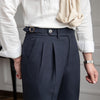 Image of Casual Straight Men's Fashion Seersucker High Waist Pants Shopping