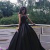 Image of Women's Black Bra Simple Satin Long Ground Length Evening Dress Shopping