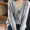 Image of Women's V-Neck Retro Twist Sweater Jacket Shopping