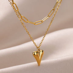 Fashionable Golden Love Chain Double-layer Necklace Shopping