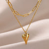 Image of Fashionable Golden Love Chain Double-layer Necklace Shopping