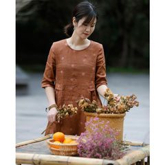 Cotton Linen Embroidered Literary Travel Wind Sleeve Swing Dress Women Shopping