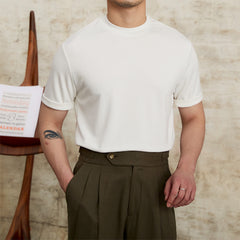 Summer Skin-friendly Soft Glutinous Draping Short Sleeve Round Neck T-shirt Casual Stretch Men