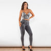 Image of Shascullfites Melody Denim Grey Shapers Butt Lift Push Up Jeans Two Piece Sets Womens Outifits Sexy Dance Party Club Wear Shopping