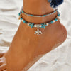 Image of Beach Anklet Sea Turtle Pendant Starfish Turquoise Anklet Shopping