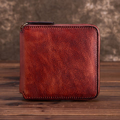 Solid Color Short Cowhide Hand-rub Color Wallet Shopping