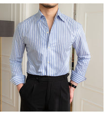 One-piece Collar Striped Shirt Men's Cotton Breathable Casual Shirt