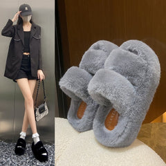 Leisure Fleece-lined Platform Slippers Shopping