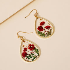 Drop-shaped Epoxy Leaf-shaped Flowers Earrings Shopping