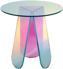 Acrylic Rainbow Color Coffee Table, Iridescent Glass End Table Round Side Table Modern Accent TV Table for Living Bed Room Decoration,small,Amazon Banned Shopping