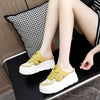 Image of Summer Hollow-out Platform Plus Size Height Increasing Insole Woven Casual Shoes Shopping