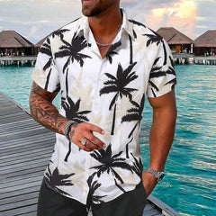 Men's 3D Printed Short-sleeved Shirt Beach Pants Suit Shopping