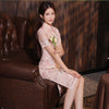 Image of Summer New Chinese Style Stand Collar Modified Bright Sequin Embroider Chinese Style Cheongsam Dress Shopping