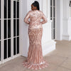 Image of Women's Plus Size Mopping Evening Dress Round-neck Long Sequined Skirt Shopping