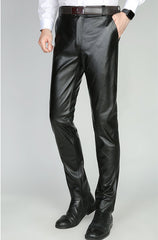 Genuine Leather Men's First Layer Slim Motorcycle Pants