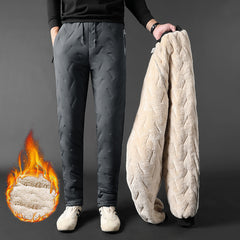 Men's Trousers Winter Velvet Thickening Loose Fleece Pants With Zip Pocket Large Size Windproof Warm Jogging Pants Shopping