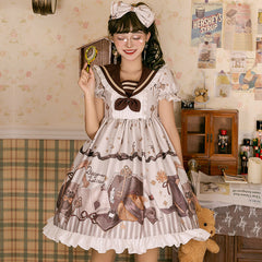 Magic Bear Print Lolita Short Sleeve Dress Shopping