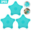 Image of 3PCS Silicone Starfish-shaped Sink Drain Filter Bathtub Hair Catcher Stopper Drain Hole Filter Strainer For Bathroom Kitchen Toilet Shopping