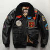 Image of Men's Embroidered Leather Leather Motorcycle Jacket Shopping