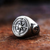 Image of Retro Navy Knight Titanium Steel Men's Ring Shopping