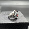 Image of Titanium Steel Templar Templar Samurai Inscription Red Epoxy Cross Men's Ring Shopping