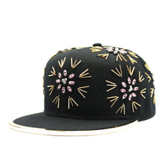 Men's Fireworks Colorful Crystals Metal Edging Hiphop Performance Peaked Cap Shopping